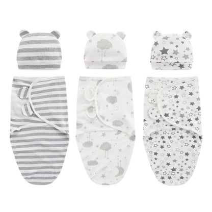 ZOETOPKID Baby Blanket and Hat Set pure Cotton Newborn Swaddle Adjustable Infant Wraps Applicable 4 Seasons 0-3 Months Blankets