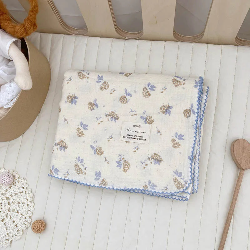Baby Bath Towel Kids Swaddle Wrap Bedding Pure Cotton Bubble Muslin Blanket 2 Layers Infant Gauze Receiving Blanket