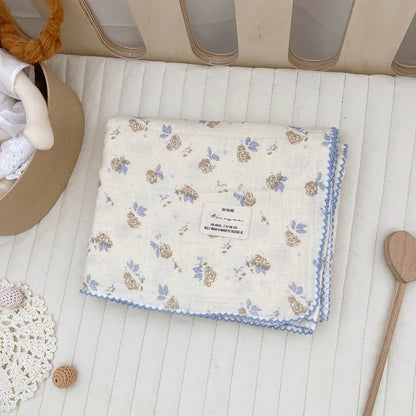 Baby Bath Towel Kids Swaddle Wrap Bedding Pure Cotton Bubble Muslin Blanket 2 Layers Infant Gauze Receiving Blanket
