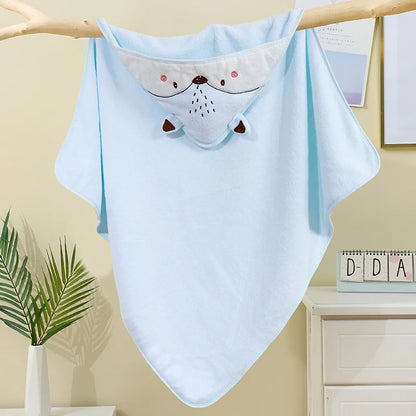 Blankets Swaddle - Cartoon Baby Bathrobe Hooded Towel 