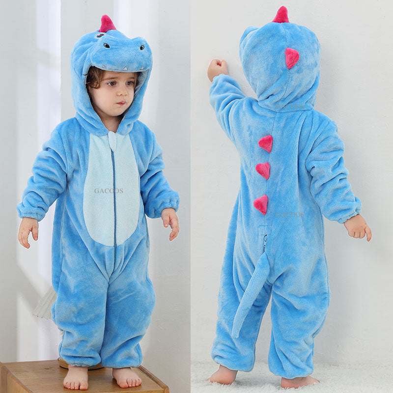 Jumpsuits: Cartoon Flannel Baby Rompers - Unicorn, Rabbit, Dinosaur