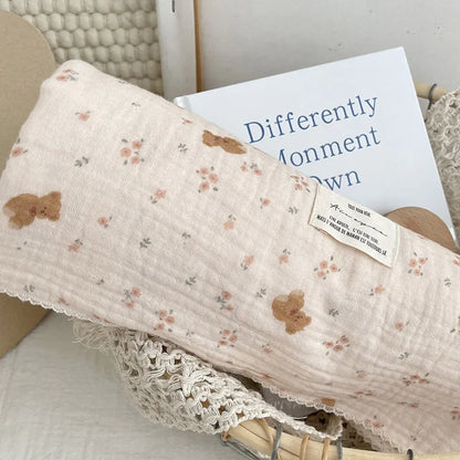 Baby Bath Towel Kids Swaddle Wrap Bedding Pure Cotton Bubble Muslin Blanket 2 Layers Infant Gauze Receiving Blanket