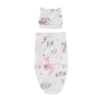 ZOETOPKID Baby Blanket and Hat Set pure Cotton Newborn Swaddle Adjustable Infant Wraps Applicable 4 Seasons 0-3 Months Blankets