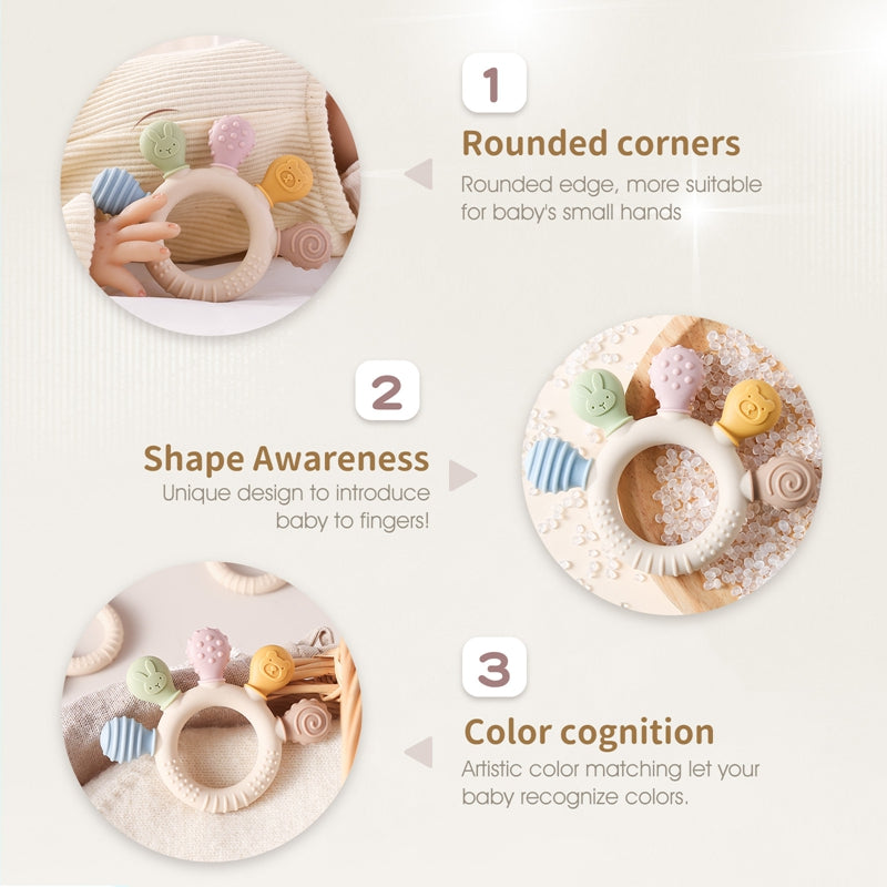 Teether Ring: Silicone Baby Teether - BPA Free Teething Toy 0-12 Months