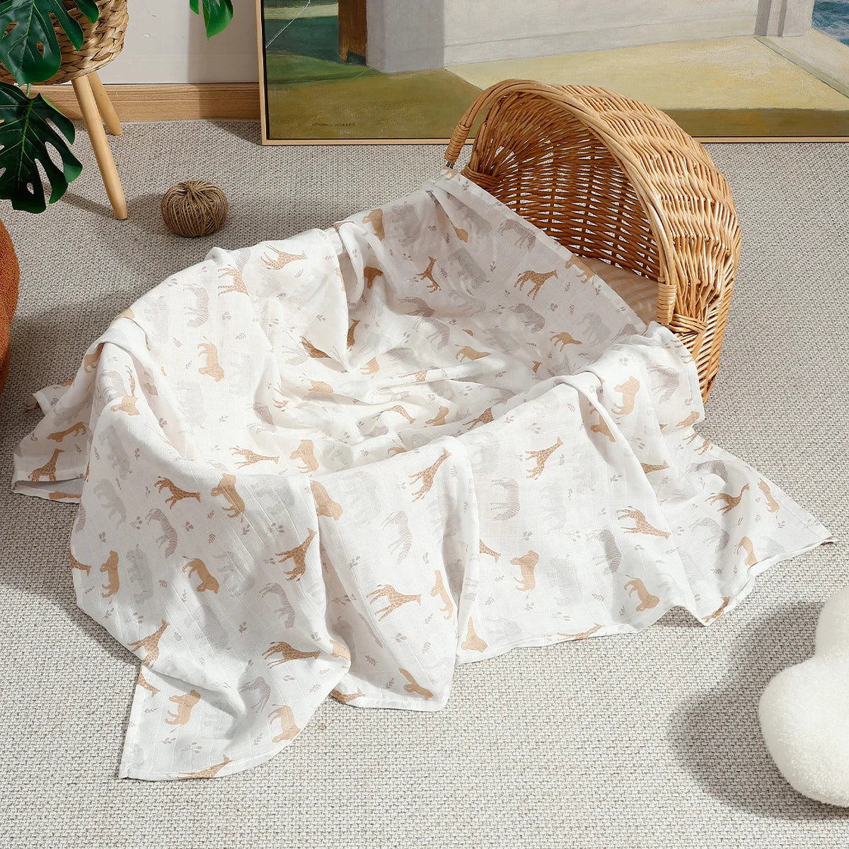 Elinfant 1 PC Baby Swaddle Blanket Bamboo Cotton Soft Baby Blankets Newborn Muslin Swaddle Blanket for Newborn Girl and Boy Baby