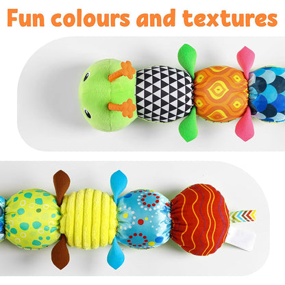 Sensory Toys: Baby Musical Caterpillar Toy - Soft Sensory Crinkle Rattles