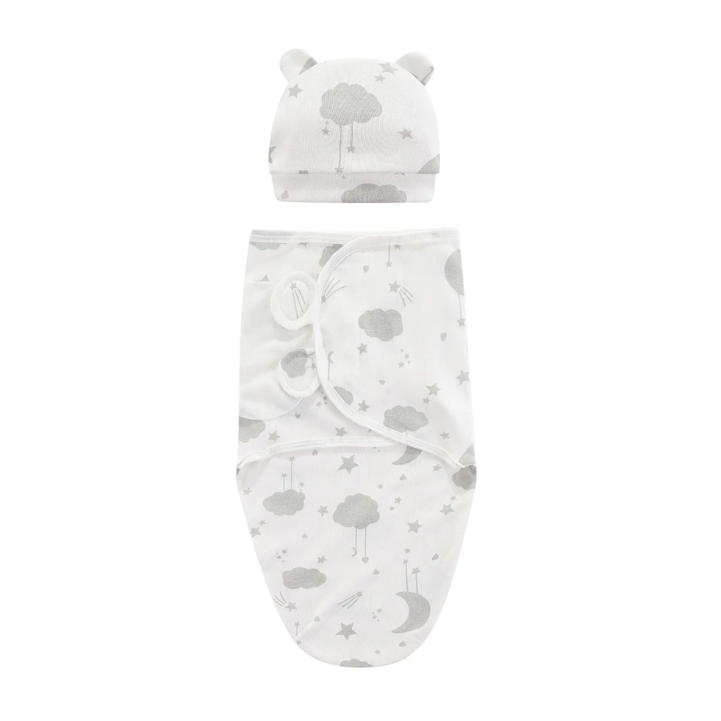 ZOETOPKID Baby Blanket and Hat Set pure Cotton Newborn Swaddle Adjustable Infant Wraps Applicable 4 Seasons 0-3 Months Blankets