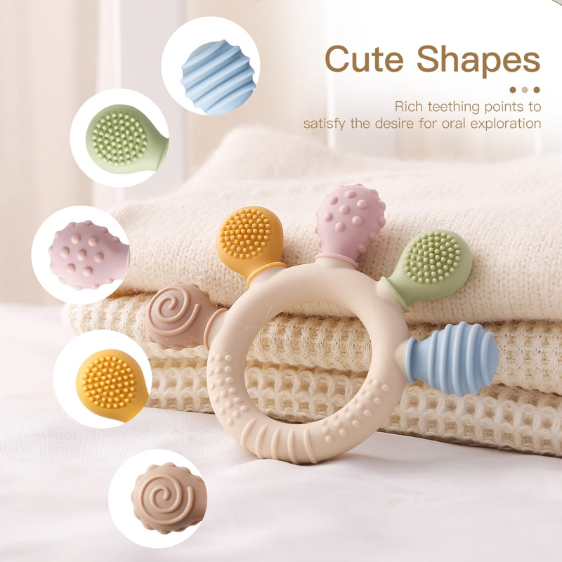 Teether Ring: Silicone Baby Teether - BPA Free Teething Toy 0-12 Months
