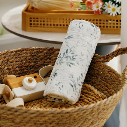 Happyflute 100% Cotton Crepe Muslin Swaddle Blanket Newborn Blanket Hug Quilt Soft Bath Towel Wrap Bedding Babies Stuff Blanket