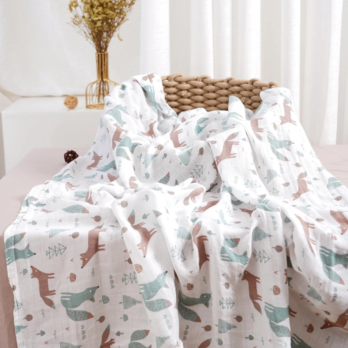 Elinfant 1 PC Baby Swaddle Blanket Bamboo Cotton Soft Baby Blankets Newborn Muslin Swaddle Blanket for Newborn Girl and Boy Baby