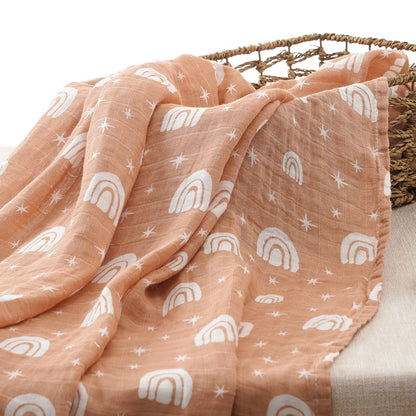 Newborn Swaddle: Bamboo Cotton Baby Blanket 120x120cm Muslin Wrap