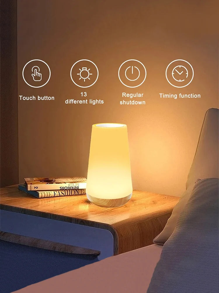 RGB LED Night Light - 13 Colors, Dimmable, Touch Control