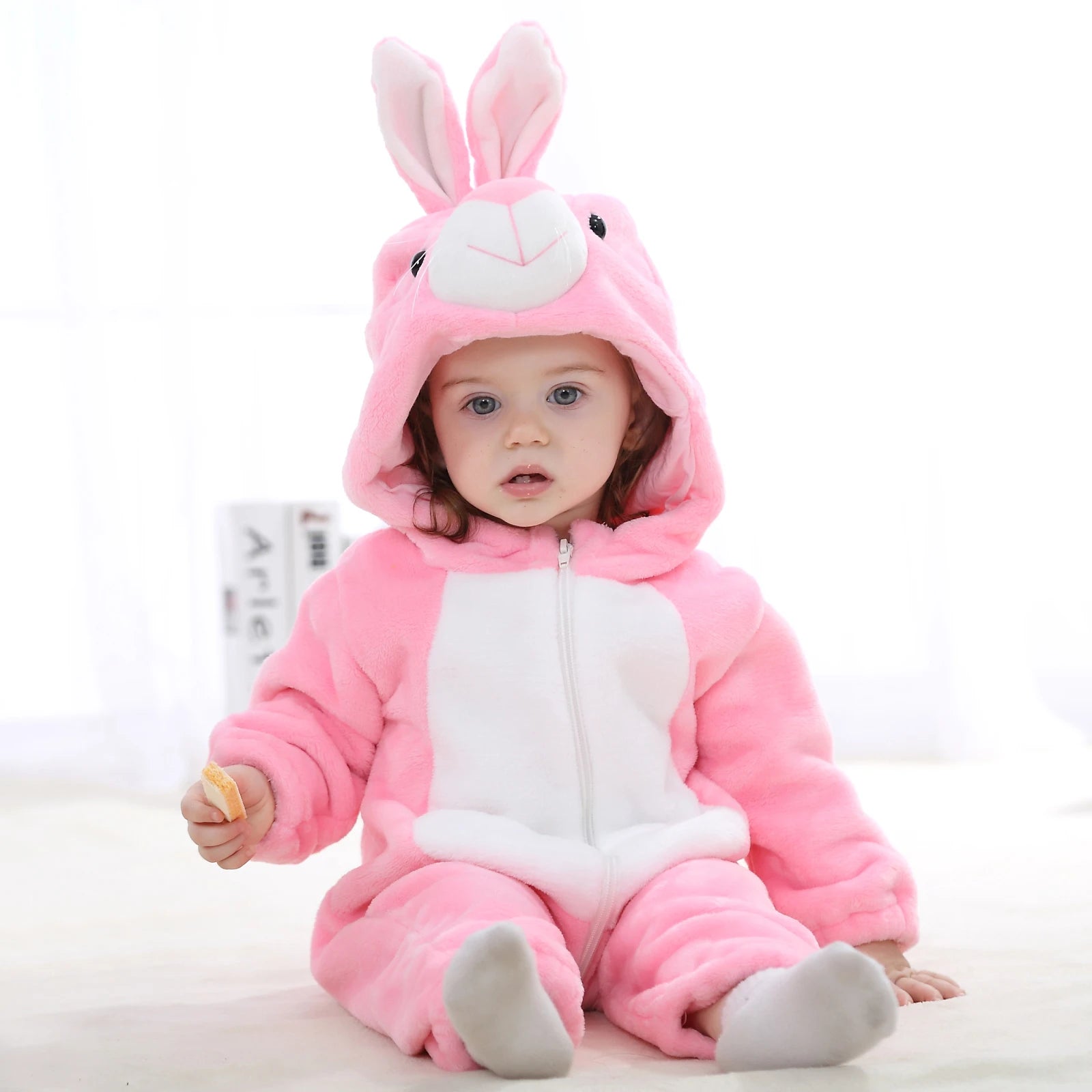 Jumpsuits: Cartoon Flannel Baby Rompers - Unicorn, Rabbit, Dinosaur