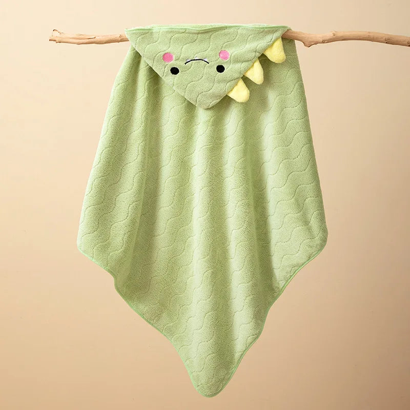 Swaddle Blankets: Toddler Bathrobe Hooded Coral Fleece Towel Blanket