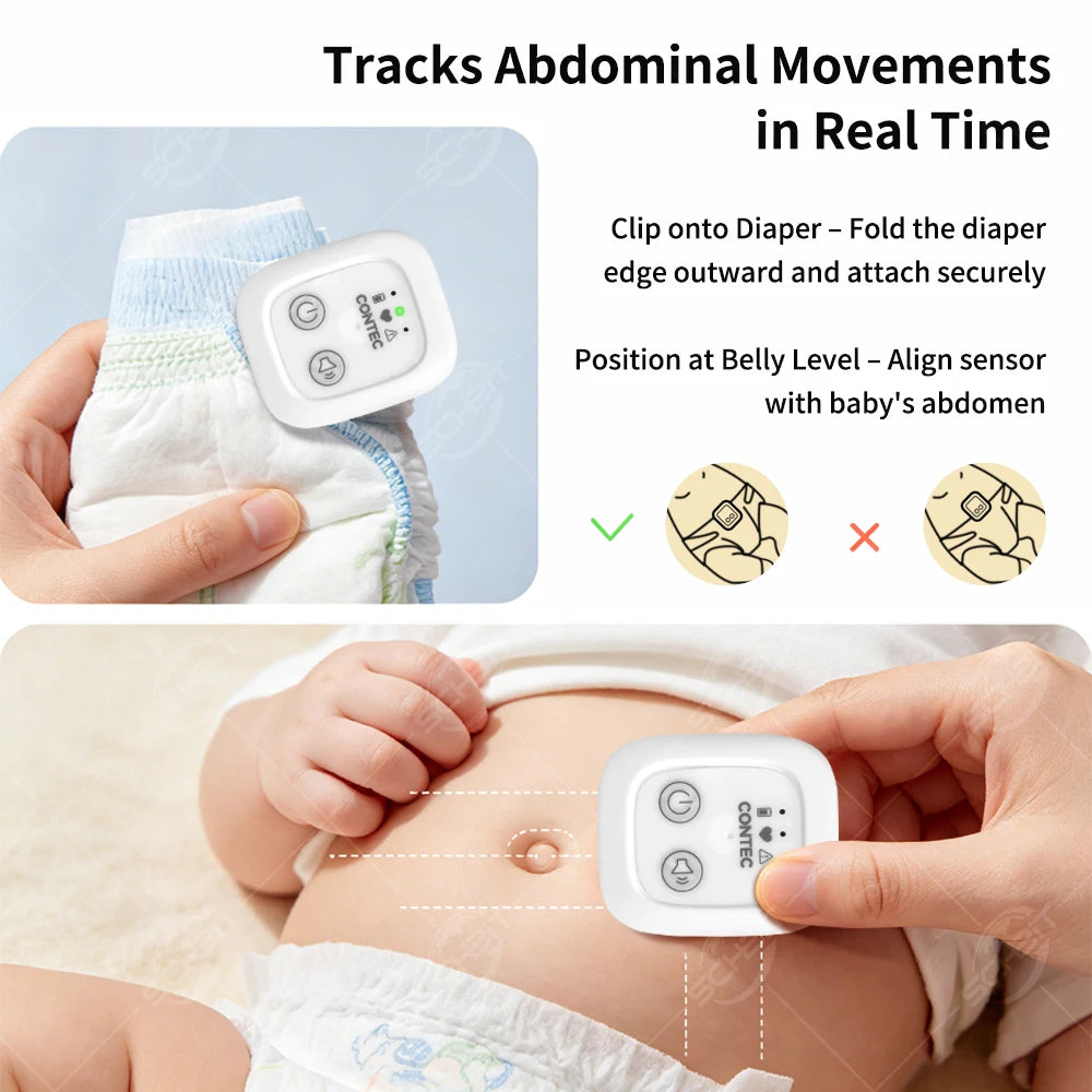 Baby Breathing Movement Monitor,Infant Respiratory Sensor with Vibration Sound Alarm,Sleep Safety Abdominal Movement Detection