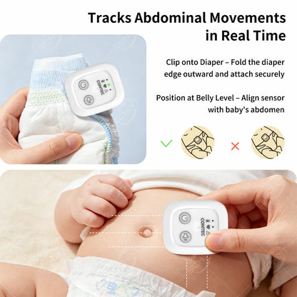 Baby Breathing Movement Monitor,Infant Respiratory Sensor with Vibration Sound Alarm,Sleep Safety Abdominal Movement Detection