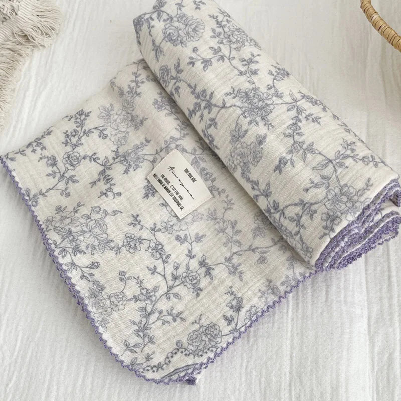 Baby Bath Towel Kids Swaddle Wrap Bedding Pure Cotton Bubble Muslin Blanket 2 Layers Infant Gauze Receiving Blanket