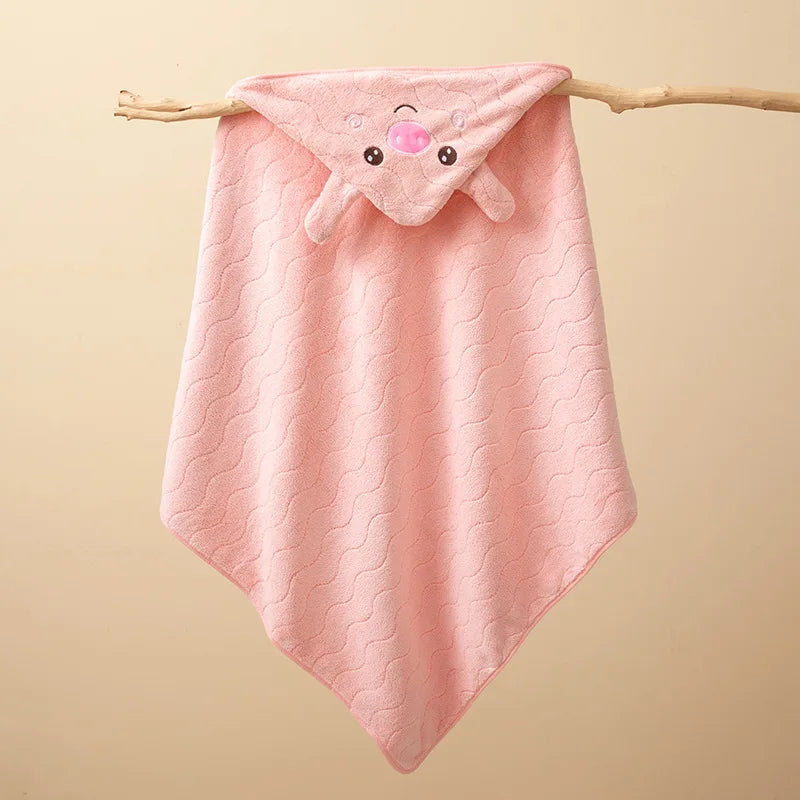 Swaddle Blankets: Toddler Bathrobe Hooded Coral Fleece Towel Blanket