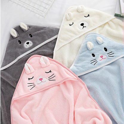 Swaddle Blankets: Toddler Bathrobe Hooded Coral Fleece Towel Blanket