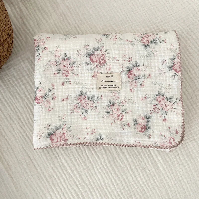 Baby Bath Towel Kids Swaddle Wrap Bedding Pure Cotton Bubble Muslin Blanket 2 Layers Infant Gauze Receiving Blanket