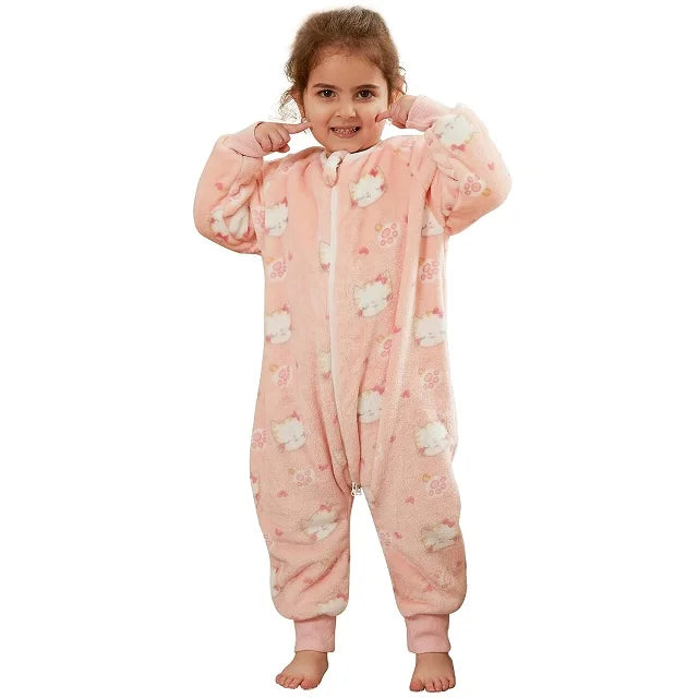 MICHLEY Cartoon Owl Kids Sleeping Bag Cute Flannel Sack Sleepsack Thick Warm Sleepwear Wearable Blanket Bodysuit 1-6T Gifts
