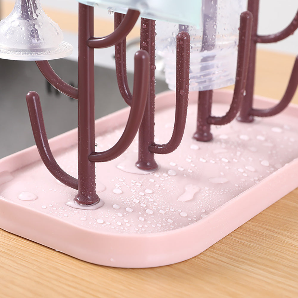 Bottle Drying Rack Pink Beige Cup Holder Storage