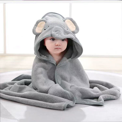Swaddle Blankets: Toddler Bathrobe Hooded Coral Fleece Towel Blanket