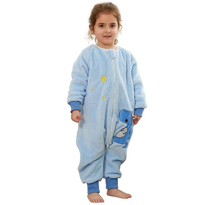 MICHLEY Cartoon Owl Kids Sleeping Bag Cute Flannel Sack Sleepsack Thick Warm Sleepwear Wearable Blanket Bodysuit 1-6T Gifts