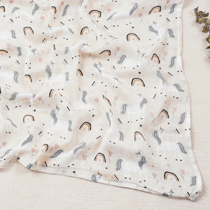Elinfant 1 PC Baby Swaddle Blanket Bamboo Cotton Soft Baby Blankets Newborn Muslin Swaddle Blanket for Newborn Girl and Boy Baby