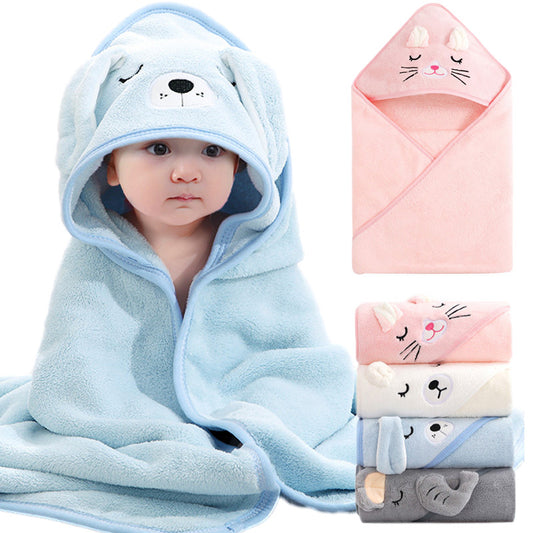 Bath Towels: Cartoon Animal Baby Bath Towels - Soft Hooded Blanket