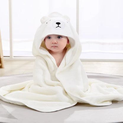 Blankets Swaddle - Cartoon Baby Bathrobe Hooded Towel 