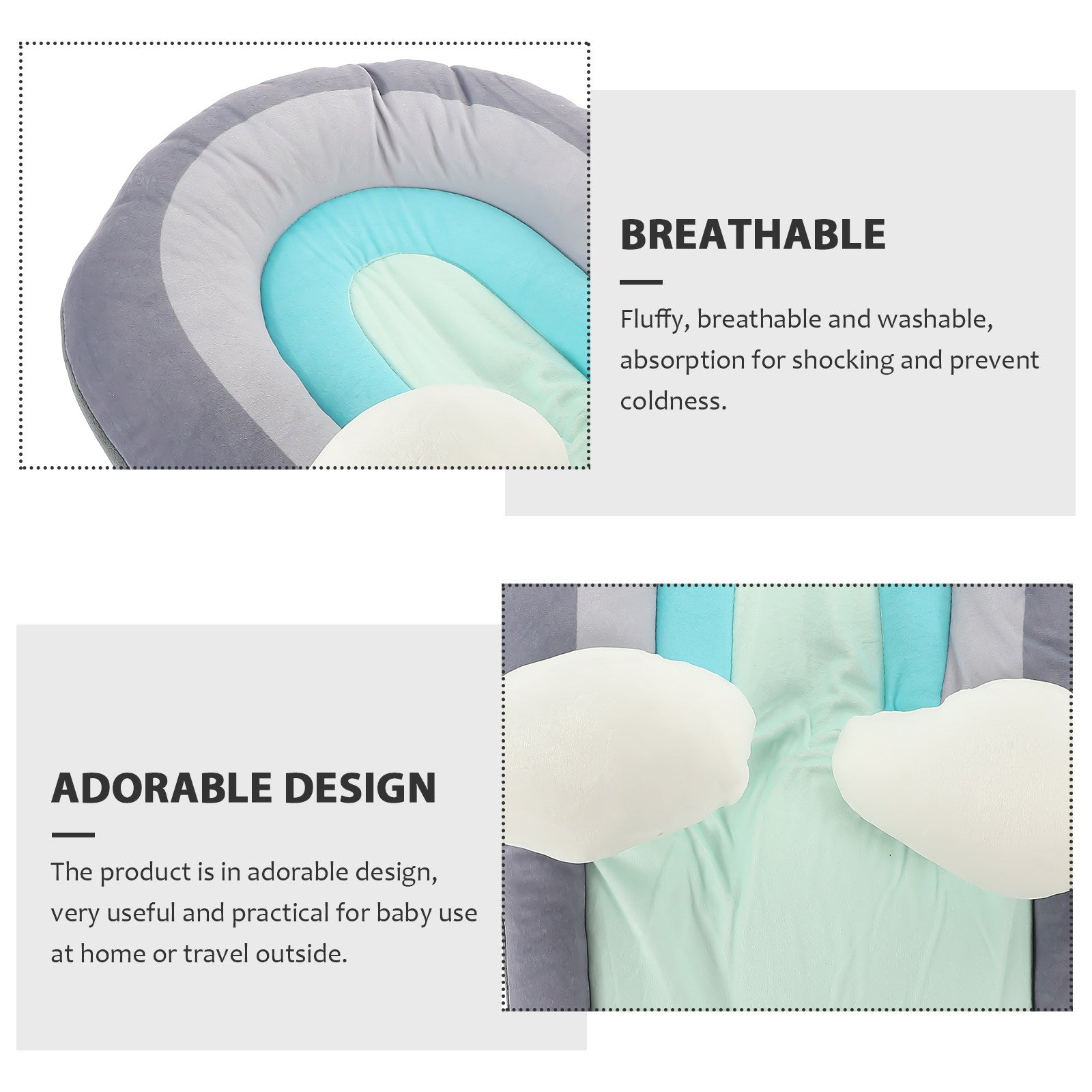 Baby Stroller Cushion Pad - Breathable & Washable Liner