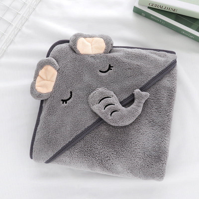 Swaddle Blankets: Toddler Bathrobe Hooded Coral Fleece Towel Blanket