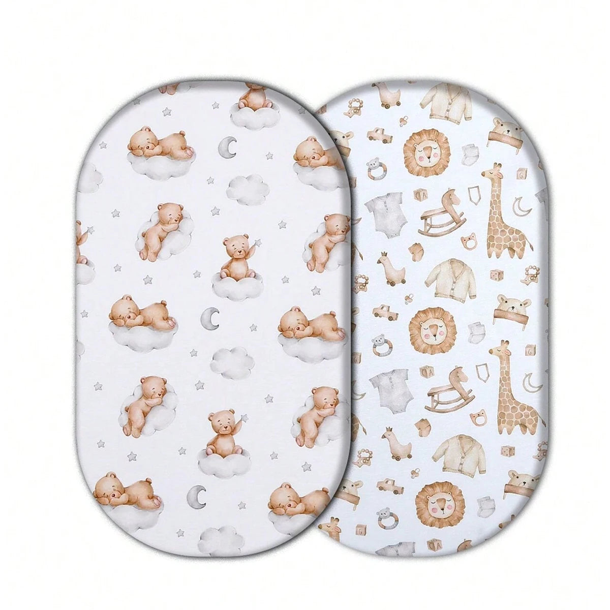 Elinfant 2PCS Changing Pad Cover,Baby Fitted Bassinet Bed Sheet,Fitted Crib Sheet Set,Toddler Bed Sheets Mattresses