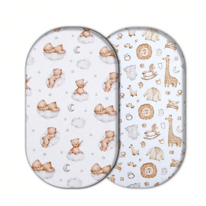 Elinfant 2PCS Changing Pad Cover,Baby Fitted Bassinet Bed Sheet,Fitted Crib Sheet Set,Toddler Bed Sheets Mattresses