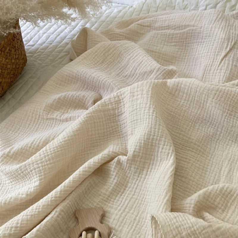 Baby Bath Towel Kids Swaddle Wrap Bedding Pure Cotton Bubble Muslin Blanket 2 Layers Infant Gauze Receiving Blanket
