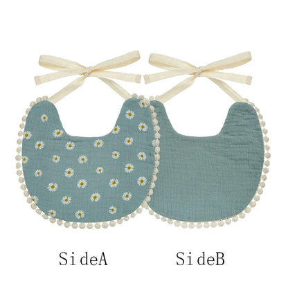 Muslin Cotton Baby Boys Girls Bibs Double Side Flower Rainbow Print Saliva Towel Infant Feeding Burp Cloth Kids Adjustable Scarf