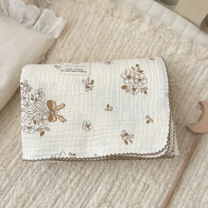 Baby Bath Towel Kids Swaddle Wrap Bedding Pure Cotton Bubble Muslin Blanket 2 Layers Infant Gauze Receiving Blanket