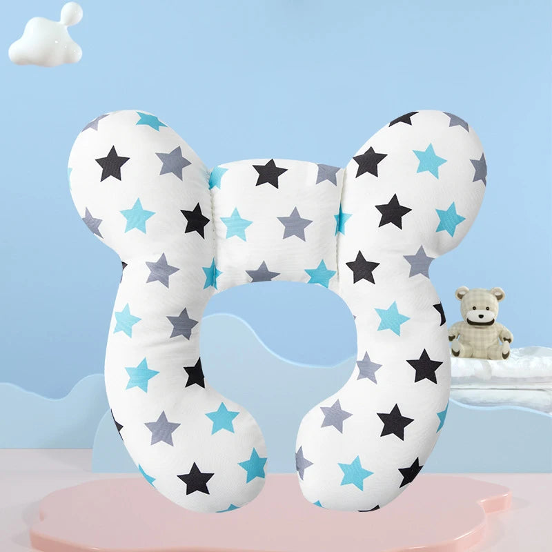 New Cartoon Children's Cotton Soft U-shaped Sleeping Pillows Baby Stroller Children's Pillow Baby Functional Stroller Pillow