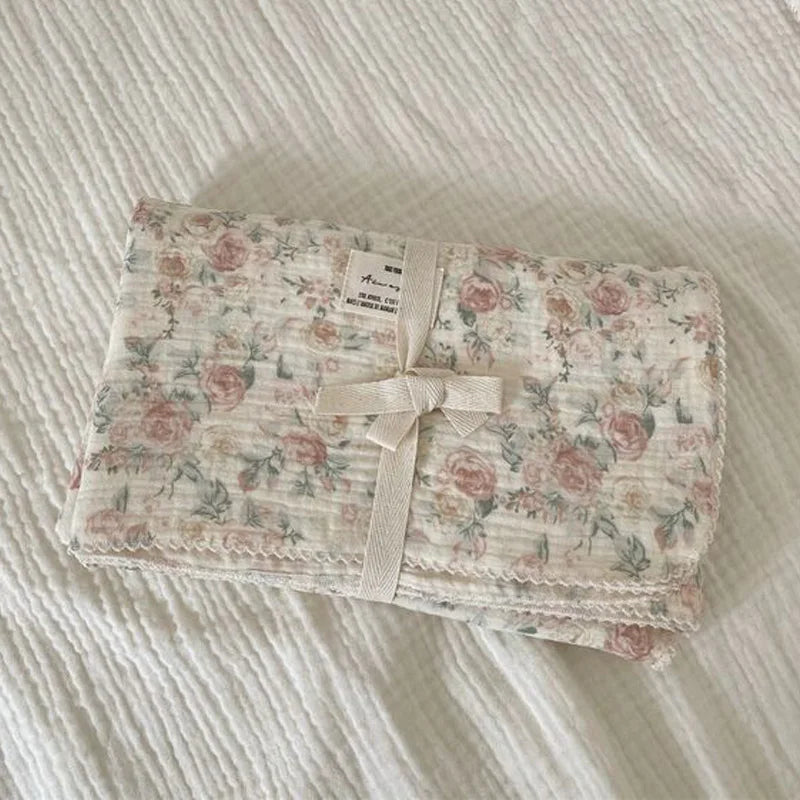 Baby Bath Towel Kids Swaddle Wrap Bedding Pure Cotton Bubble Muslin Blanket 2 Layers Infant Gauze Receiving Blanket