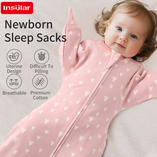 INSULAR Newborn Sleep Sack - Soft Cotton Anti-Startle Blanket