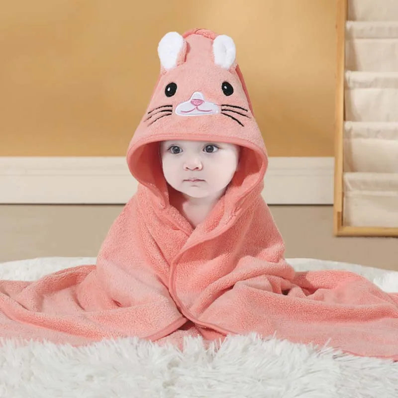 Blankets Swaddle - Cartoon Baby Bathrobe Hooded Towel 