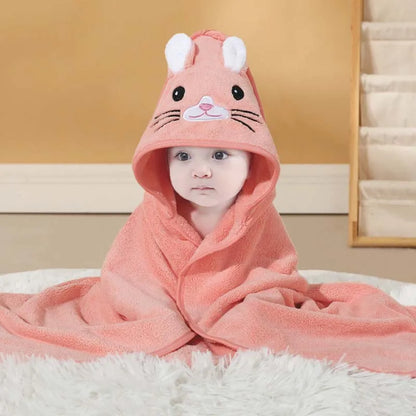Blankets Swaddle - Cartoon Baby Bathrobe Hooded Towel 