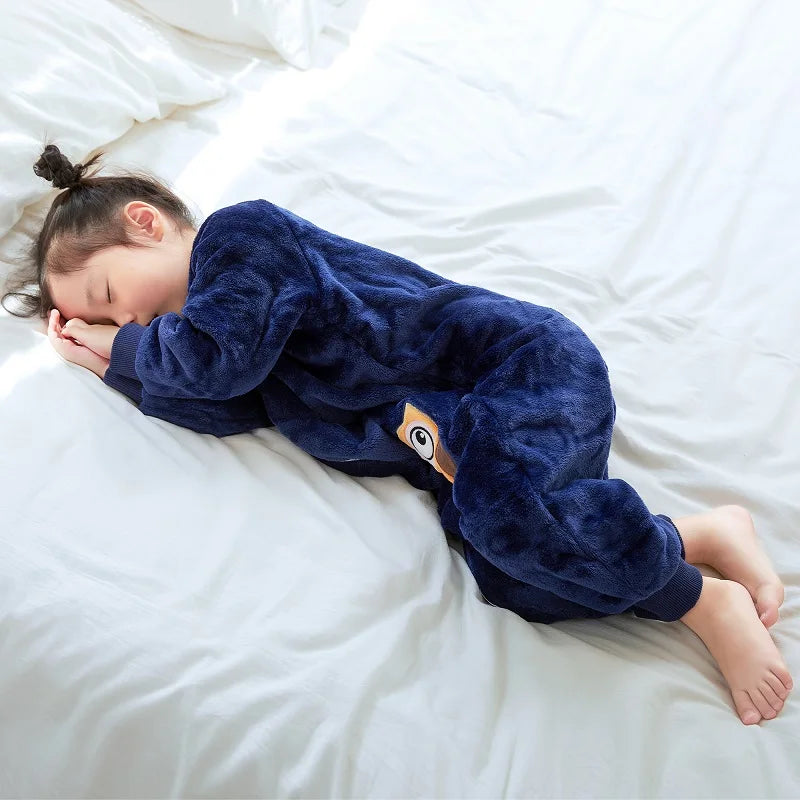 MICHLEY Cartoon Owl Kids Sleeping Bag Cute Flannel Sack Sleepsack Thick Warm Sleepwear Wearable Blanket Bodysuit 1-6T Gifts