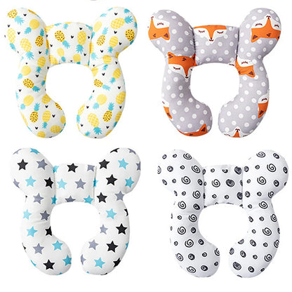 New Cartoon Children's Cotton Soft U-shaped Sleeping Pillows Baby Stroller Children's Pillow Baby Functional Stroller Pillow