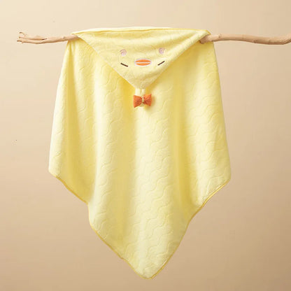 Swaddle Blankets: Toddler Bathrobe Hooded Coral Fleece Towel Blanket