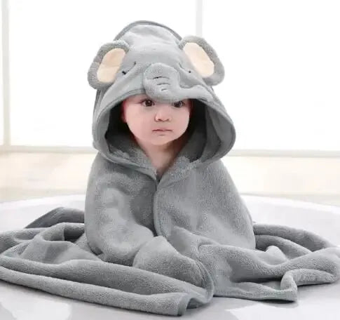Swaddle Blankets: Toddler Bathrobe Hooded Coral Fleece Towel Blanket