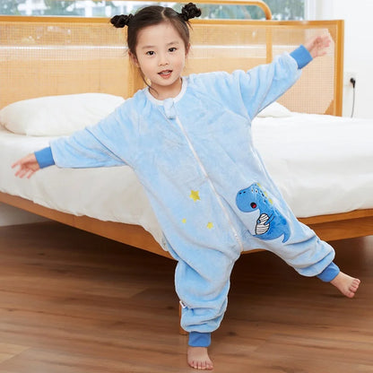 MICHLEY Cartoon Owl Kids Sleeping Bag Cute Flannel Sack Sleepsack Thick Warm Sleepwear Wearable Blanket Bodysuit 1-6T Gifts