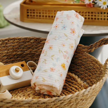 Happyflute 100% Cotton Crepe Muslin Swaddle Blanket Newborn Blanket Hug Quilt Soft Bath Towel Wrap Bedding Babies Stuff Blanket