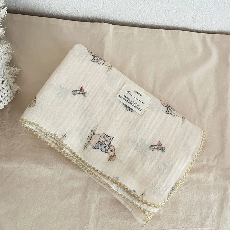 Baby Bath Towel Kids Swaddle Wrap Bedding Pure Cotton Bubble Muslin Blanket 2 Layers Infant Gauze Receiving Blanket